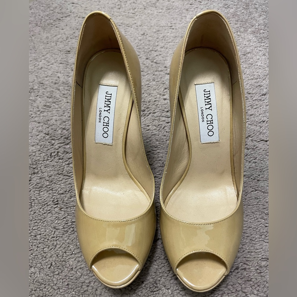 Jimmy Choo Patent Leather Nude Pumps Size 6.5
